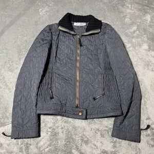 Frankie Morello Womens Heart Quilted Puffer Jacket in Gray Size 40 City Outdoor